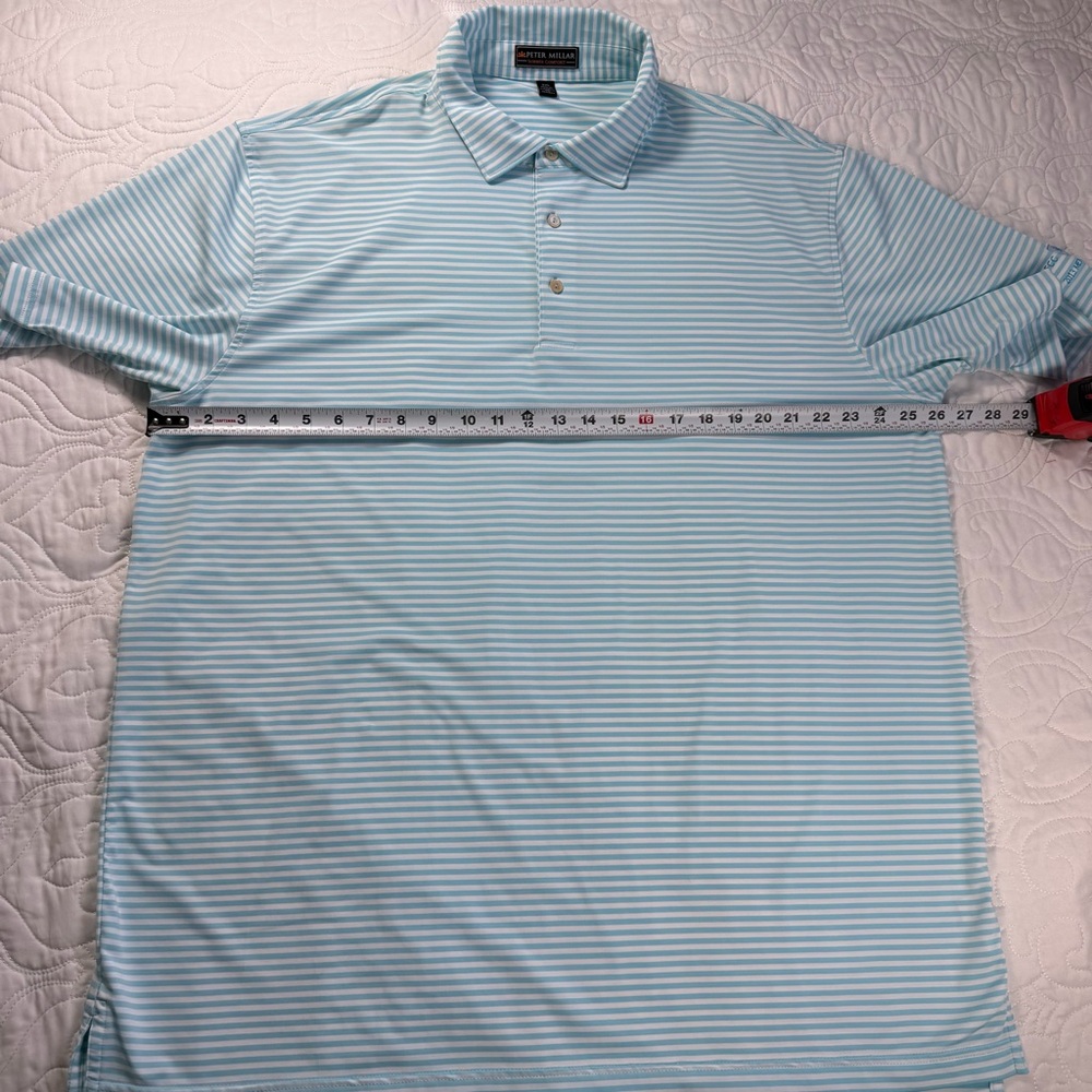 Peter Millar Summer Comfort Blue Striped Performance Polo Shirt Men's XXL EUC - Picture 9 of 10